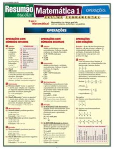 Picture of RESUMAO - MATEMATICA 1 - OPERACOES