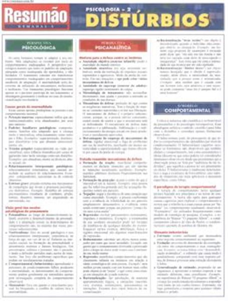 Picture of RESUMAO - PSICOLOGIA 2 - DISTURBIOS