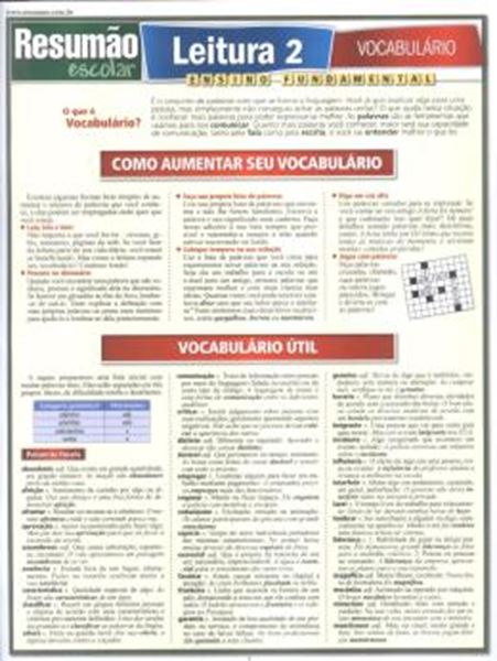 Picture of RESUMAO - LEITURA 2 - VOCABULARIO