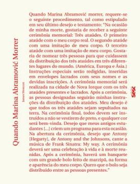 Imagem de QUANDO MARINA ABRAMOVIC MORRER - 2ª ED