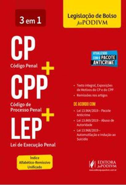 Picture of 3 EM 1 - CODIGO PENAL + CODIGO DE PROCESSO PENAL + LEI DE EXECUCAO PENAL