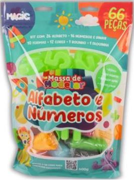 Imagem de MASSA DE MODELAR 66 PECAS - ALFABETO, SINAIS E NUMEROS - 600G